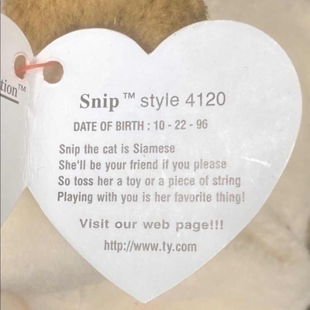 Rare,Ty Beanie Babies Collection Snip Siamese Cat Retired Errors 1996 Retired. - Picture 5 of 9
